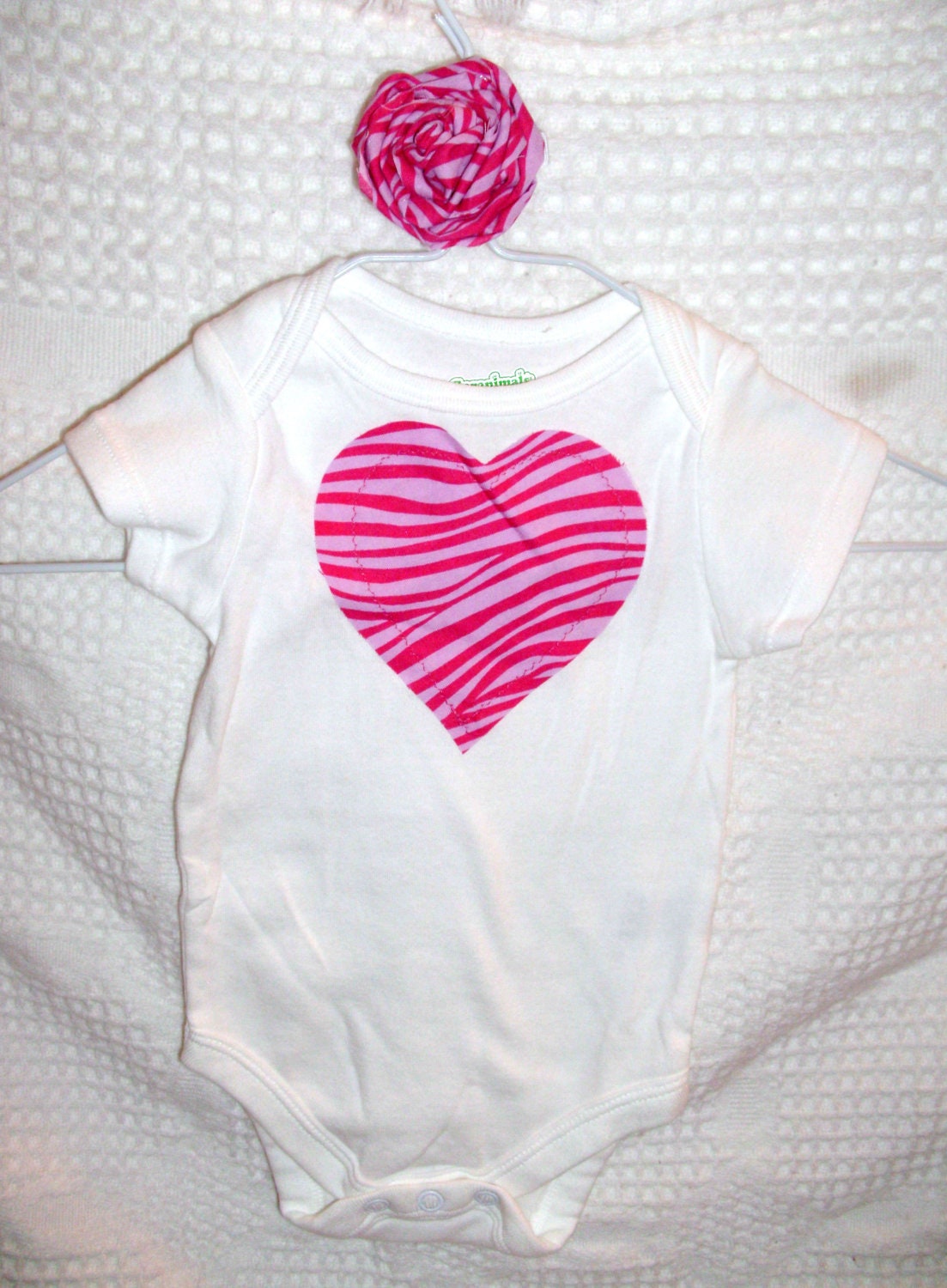 Heart Onsie and Rosette Hair Clip Set