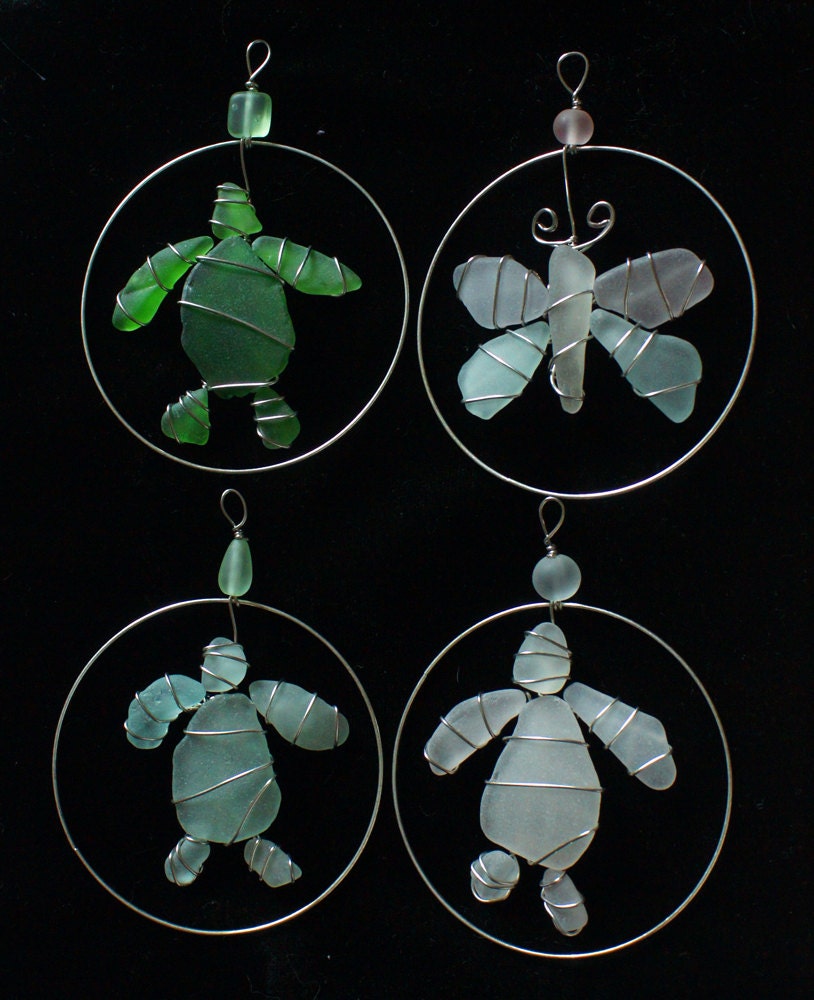four sea glass christmas ornaments beach by oceansbounty four sea glass christmas ornaments beach by oceansbounty