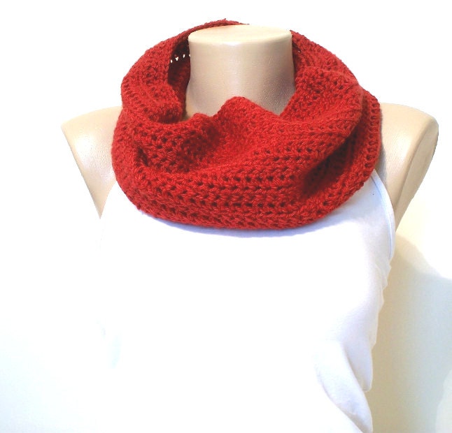SALE The Wool Blend Cozy Cowl in Spice Unisex Crochet Neckwarmer