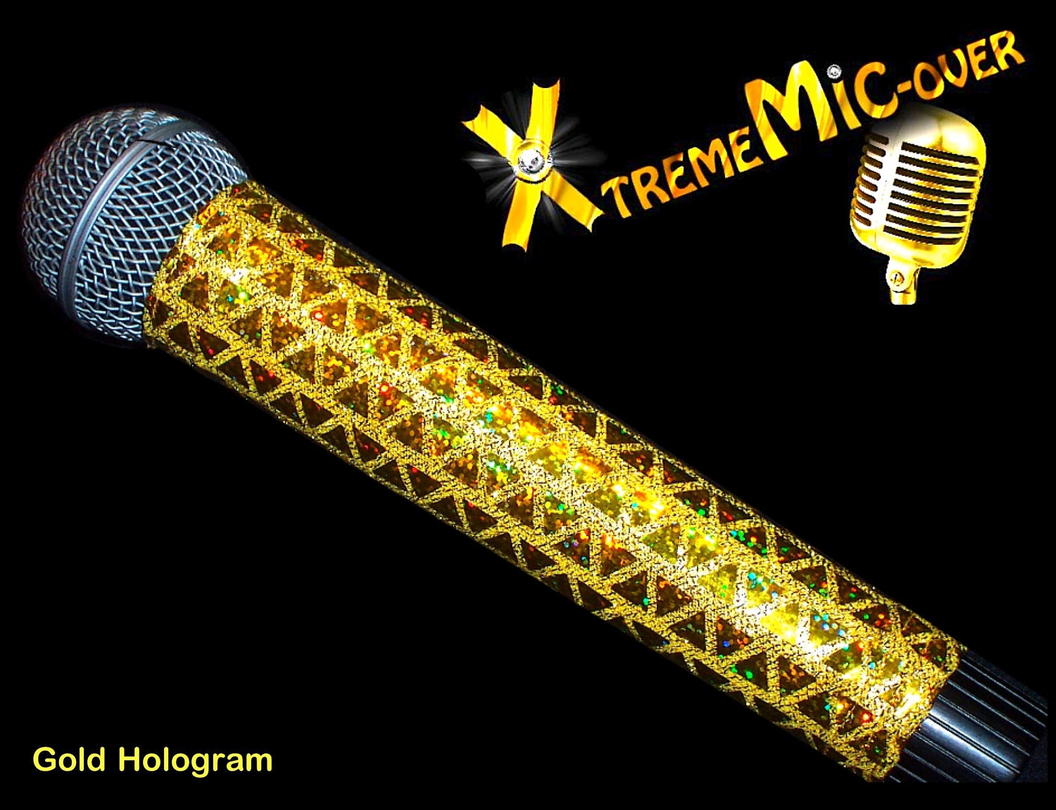 MICROPHONE COVER SKINS Gold Hologram Sparkle for by Peargret