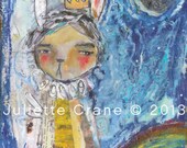 Raw Art, Primitive - Your Gifts Matter- 8x10 inch Print of a Reproduction of the Original Mixed Media Painting by Juliette Crane