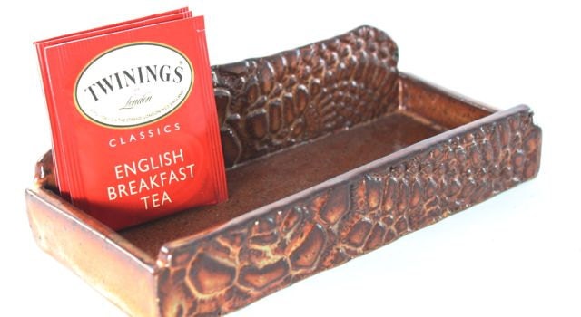 Bridges Pottery- Tea Bag Caddy- Honey Brown SHIPS NOW
