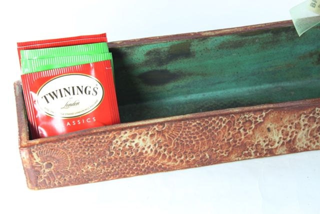 Bridges Pottery- Tea Bag Caddy- Match Stick Holder Honey Brown SHIPS NOW