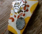 SALE Silver Hammered Oval Links Necklace Textured Pendant, Stamped Silver Pendant Necklace