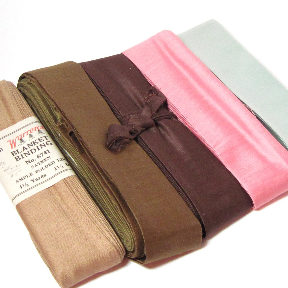 Sateen Blanket Binding Double Fold Taupe Pink Mint Brown Assortment