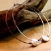 BOHO Hammered Copper Hoops with Wire Wrapped Coin Pearl - Earrings
