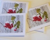 Winter Berries Greeting Cards -  Notecards - Holiday Card Set - Photography - Linen 4 Card Set - Christmas Cards