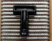Vintage Industrial Marquee Letter "T" Movie Theater Black Plastic 4" Sign