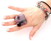 Statement Glass Ring - big bold oversize handmade adjustable statement cocktail ring - MAUVE ON   - 1.7 inch