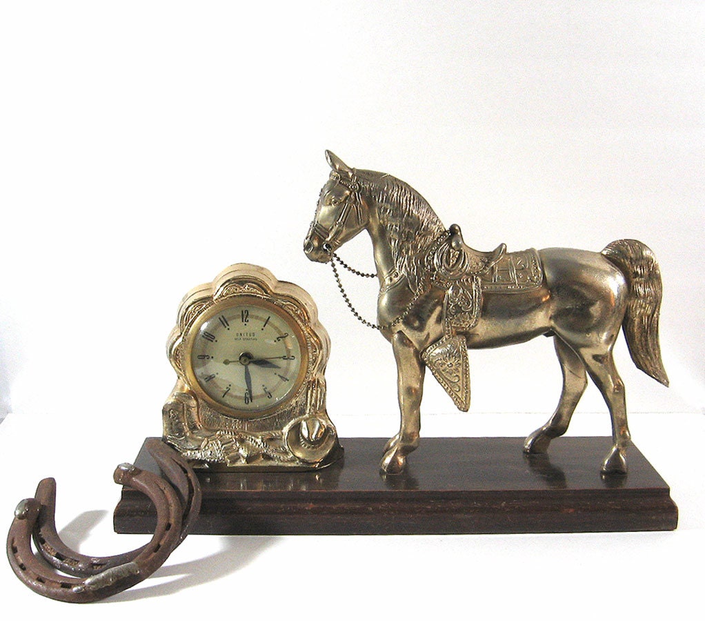 Vintage Horse Clock Western Parade Cowboy United Electric