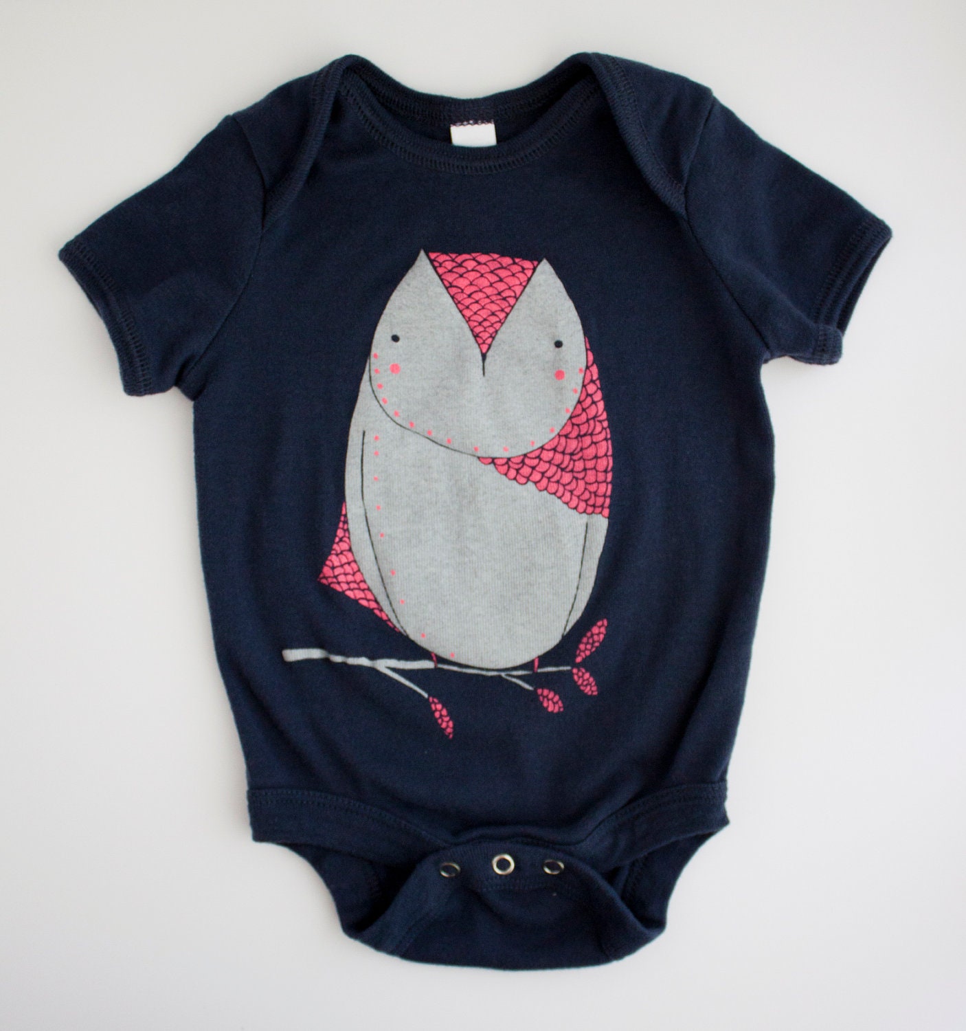 Owl Onesie - Pink and Navy Owl Baby Onesie