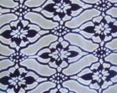 Cotton japanese yukata kimono fabric indigo blue white grey abstract floral 1m (10m available)
