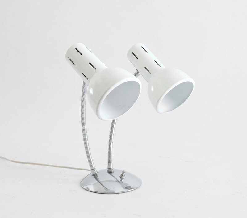 Vintage Double Gooseneck Lamp - Mid Century, Light, Modern, Retro, Table, Metal, Lighting