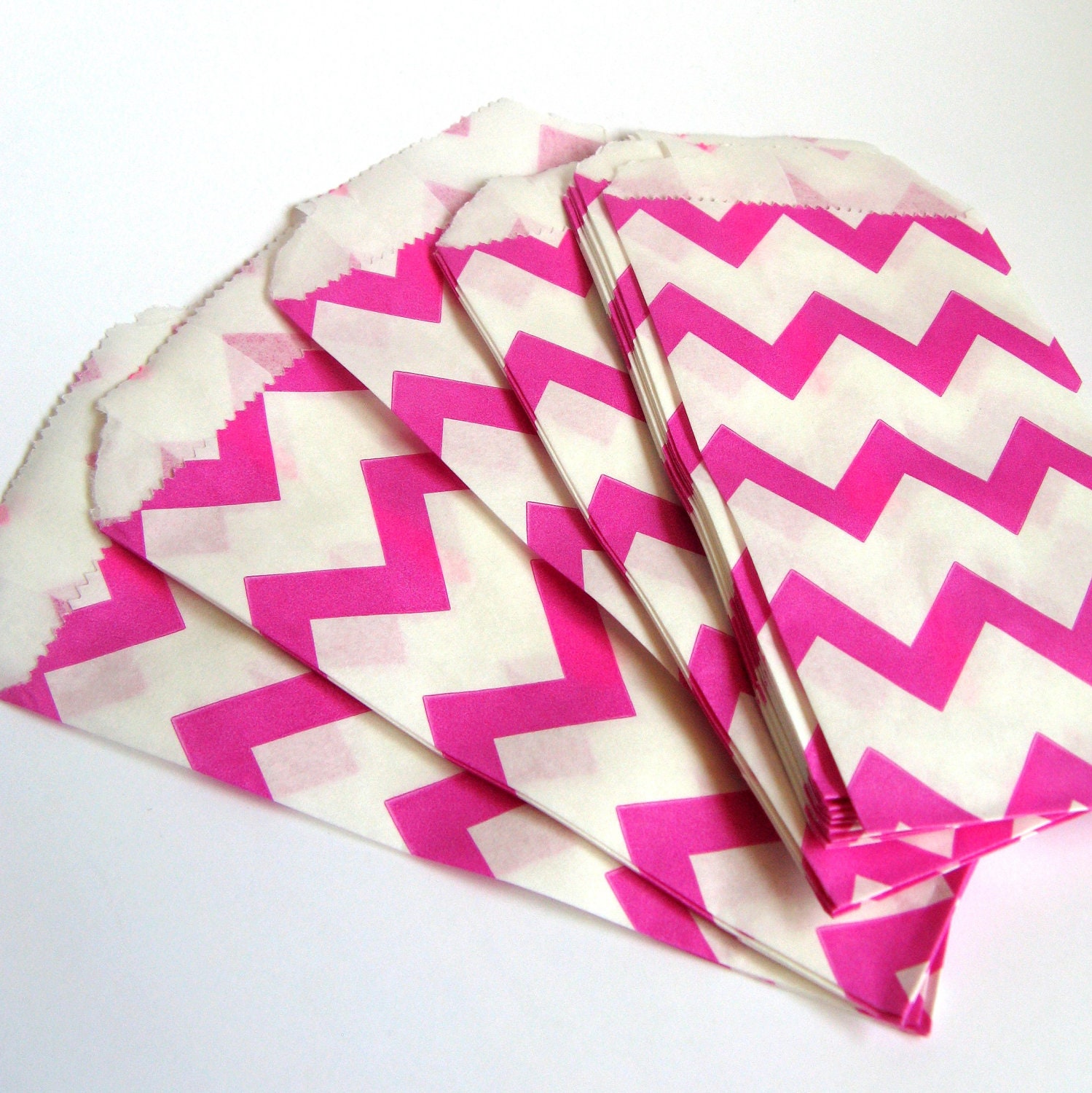 Pink Treat Packaging - Chevron Favor Bags and Embellishments