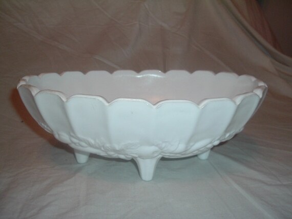 vintage milk glass fruit bowl footed by handymanhowto on Etsy