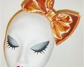 Metallic copper rose gold big party hair bow