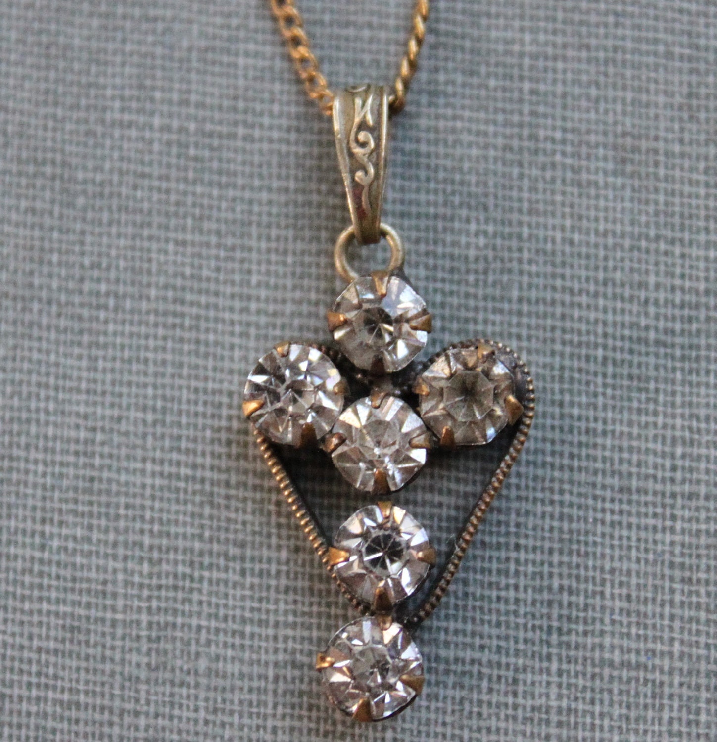 Edwardian French Paste Cross and Heart Necklace