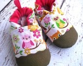 Gretchen's Girly Owls  Durable Non-Slip Soft Sole Baby and Toddler Shoes Made to Order