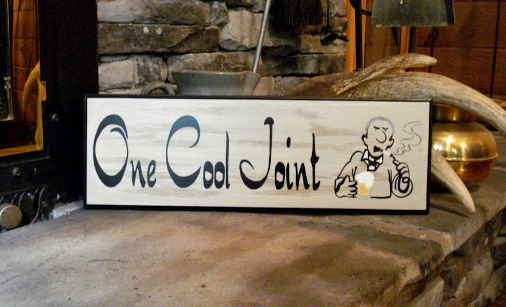 Personalized Wood Sign.  One Cool Joint with Artwork.  Custom Wood Sign