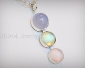 Necklace - Gemstone, Blue Chalcedony, Green Prehnite, Rose Quartz