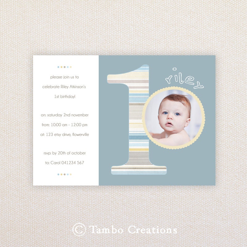 Photo Birthday Invitations. Boys 1st birthday. I Customize, You Print. Il_570xn