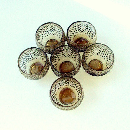 Vintage Glass Gelato Cups, Made in Italy, cr. 1930, Marked, Amber Brown, Set of 6, Ice Cream, Estate I Take CREDIT CARDS
