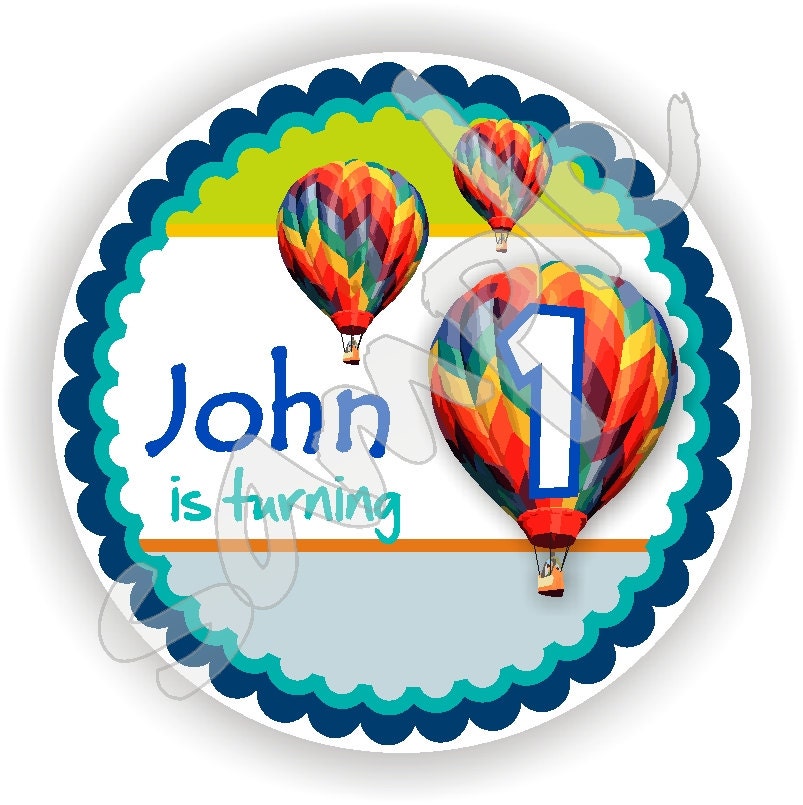 Hot Air Balloon Theme - 40 Thank You 2 inch circle Stickers - Birthday - Baby Shower - Envelope Seal - Address Label - Personalized Il_570xn