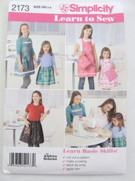 Learn to sew pattern Simplicity 2173 child apron size 7-14