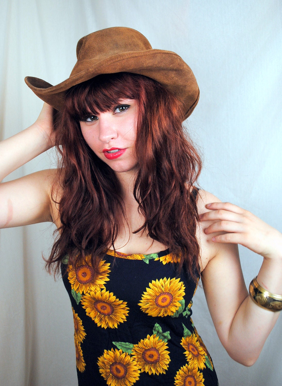 Vintage 80s Byer Too California Sunflower Summer Dress