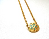 Turquoise and Gold Sand Dollar Charm Necklace