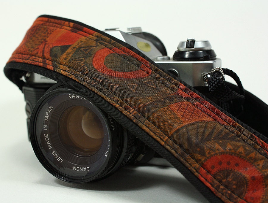 dSLR Camera Strap, Aztec, Rust, Teal, Gold, Black