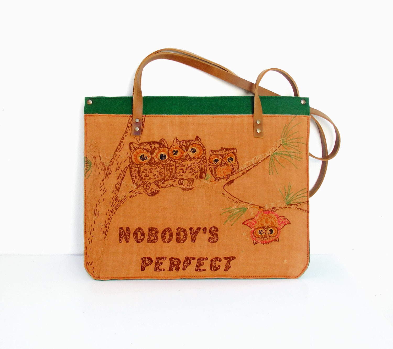 Felt Leather Laptop Macbook Bag Sleeve 13'' with Vintage Embroidery