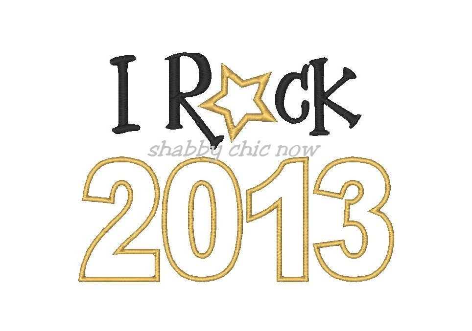 I Rock 2013 Applique Embroidery Design (2 digital files) - shabbychicnow