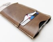 PERSONALIZED iPhone 5 Case, Card Case & Wallet in in Premium Selection, Hand Dyed, Brownish Olive Calfskin