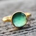 Gold Emerald Green Onyx Gemstone Ring - Stackable Ring - May Birthstone Ring