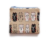 Small Zipper Pouch - Japanese Lucky Cats