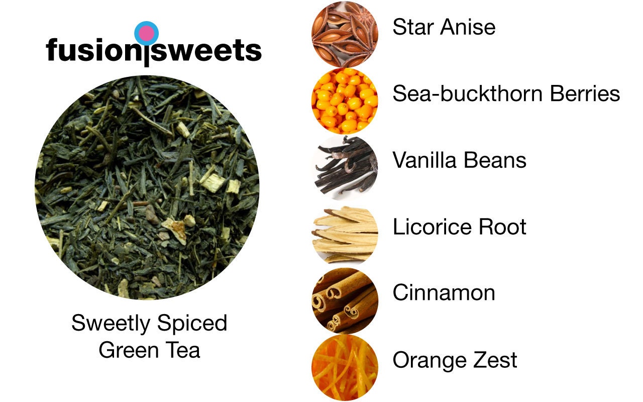 Sweetly Spiced Green Tea - Vanilla, Cinnamon, Sea Buckthorn, Licorice, Anise, Orange - 1 oz