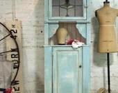 Painted Cottage Shabby Aqua Hand Made Farmhouse Cabinet CC380