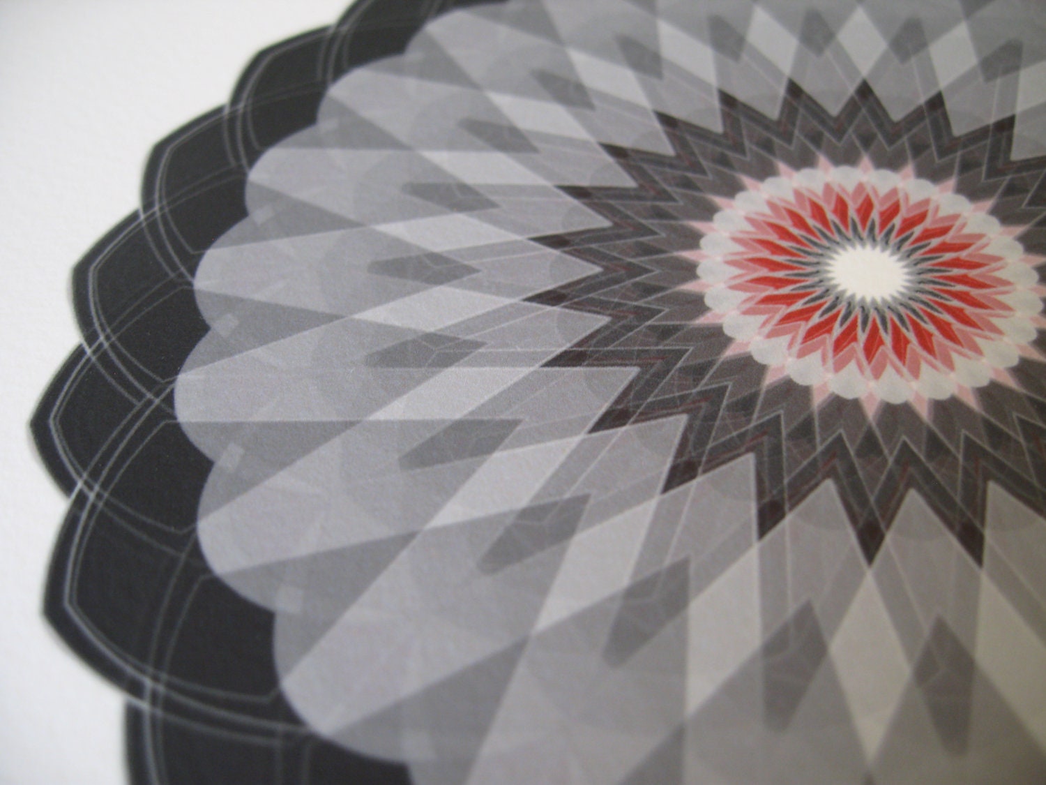 February, Geometric Flower of the Month Club --- 5 x 5 inch, abstract generative art print, Flower 11d,  giclee on cotton rag paper