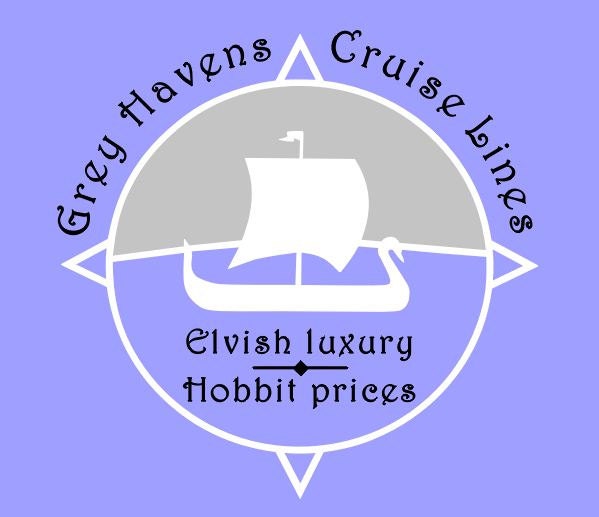 Lord of the Rings inspired Tshirt with Grey Havens Cruise Lines design