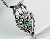 Tsavorite Garnet Necklace , Green Garnet Fine Silver Necklace - Chandra