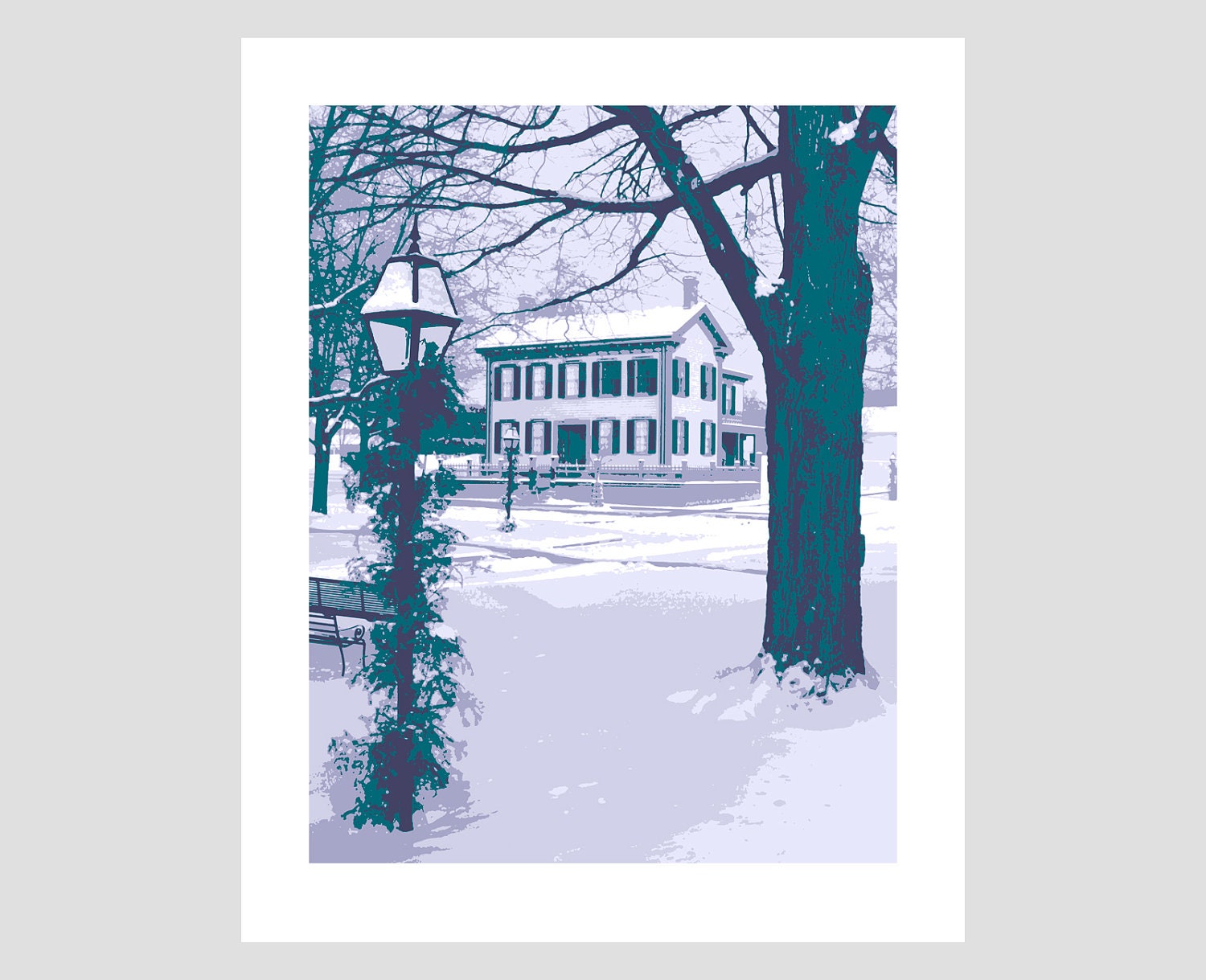 abraham lincoln home springfield illinois capitol abe snow cold route 66 mother road trip travel poster photo-graphic art print