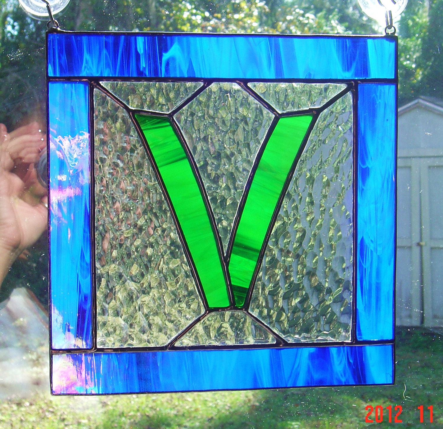 Letter V Initial CUSTOM Stained Glass by StainedGlassAndMore