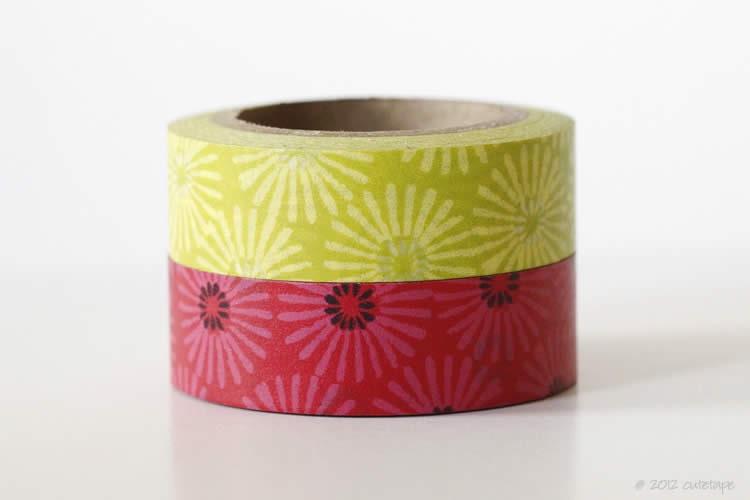 Daisy Washi Tape Yellow Green / Red Set of 2 (chugoku)