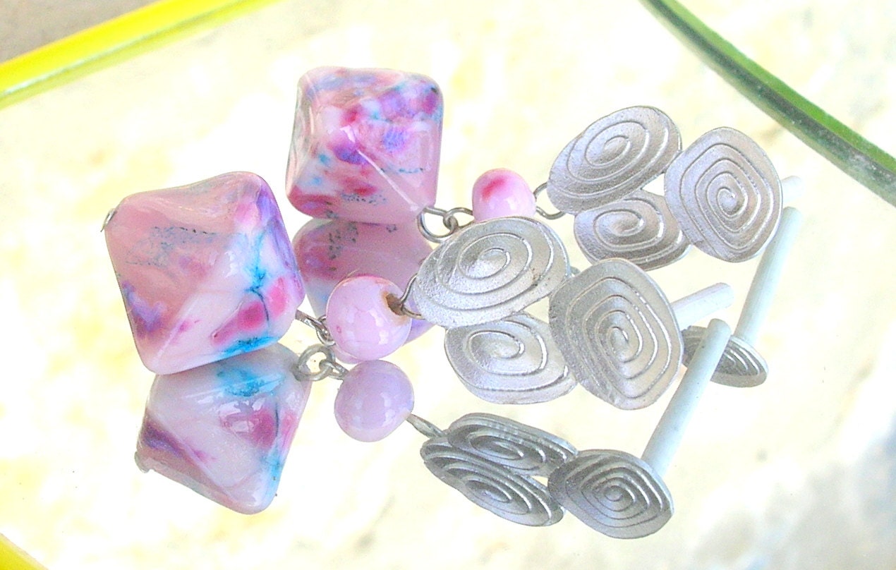 Lampwork Earrings, Romantic Handmade Lampwork Jewelry as Gift for Her