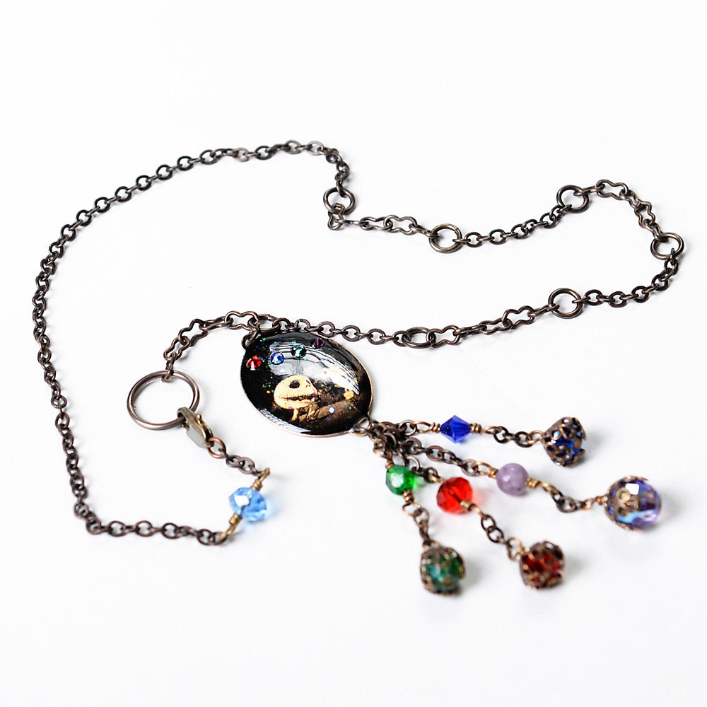 Jack's 1st Christmas - Vintaj Brass Necklace - blue