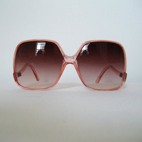 1970s Sunglasses / 70s Clear Pink Oversized by lapoubellevintage