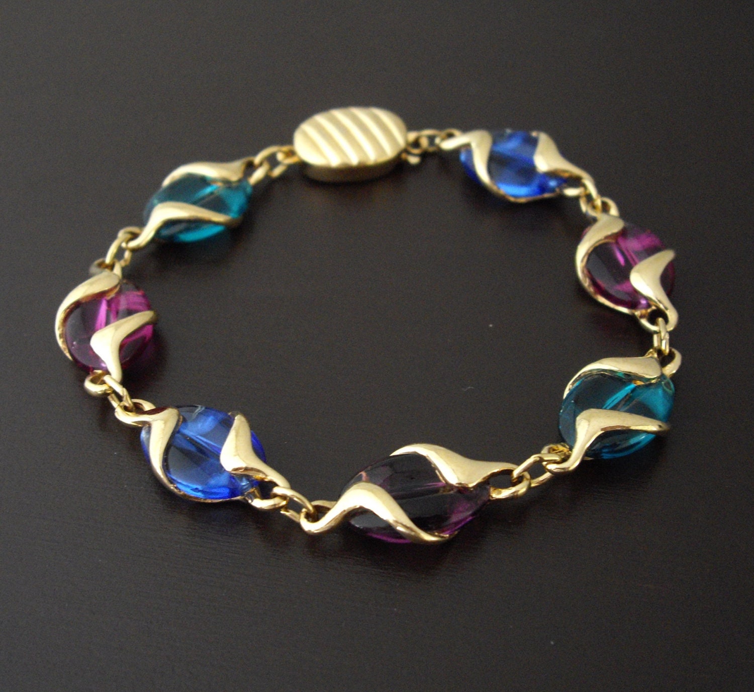 Vintage Jewel Tone Glass Swarovski Bracelet