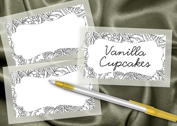 10 Blank Food Label Stickers, Black and White, Wedding, Engagement Party, Bridal Shower, Birthday Il_570xn