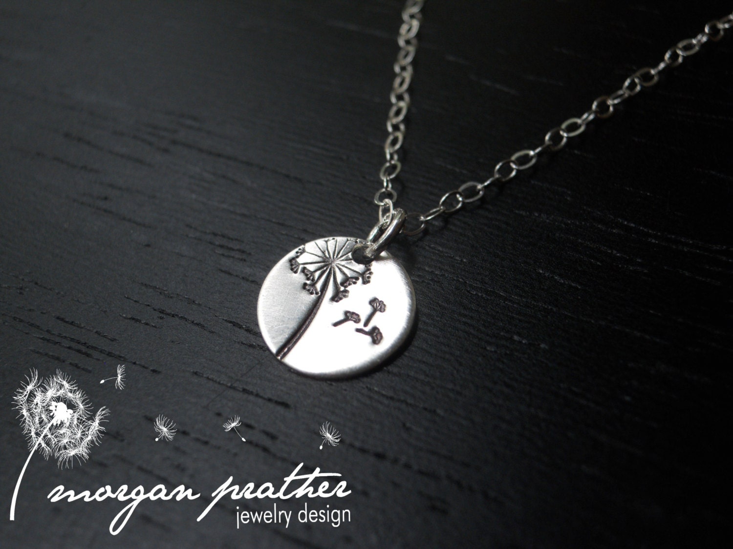 Sterling Silver Dandelion Wish Necklace - Little Dainty Dandelion Charm on Sterling Silver Fine Cable Chain - morganprather